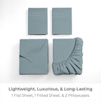 Mellanni Queen Sheets Set - 4 PC Iconic Collection Bedding - Hotel Luxury, Extra Soft, Cooling Bed Sheets - Wrinkle, Fade, Stain Resistant (Queen, Spa Blue)