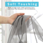 OWENIE Grey Sheer Curtains 24 Inches Long 2 Panels for Bathroom Window, Rod Pocket Light Filtering Sheer Tier Curtains for Small Kitchen Laundry Room, RV, Camper Travel Trailers, 42W x 24L, Gray