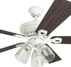 Prominence Home Glenmont, 52 Inch Farmhouse LED Ceiling Fan with Light, Pull Chain, Three Mounting Options, Dual Finish Blades, Reversible Motor - 50389-01 (Distressed White)