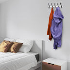 Coat Rack Wall Mount with 5 Tri Hooks, Stainless Steel 16 Inch – White & Black Matte Finish, Heavy Duty Wall Mounted Hook Rack for Coats, Hats, Towels, Scarfs, Robes, Bags, Entryway & Bathroom, 2 Pack
