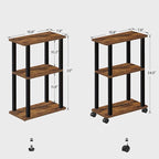 TUTOTAK Small Side Table, Narrow End Table, Bedside Table, Set of 2, Couch Side Table with Wheels for Living Room or Bedroom, Brown TB01BB0612
