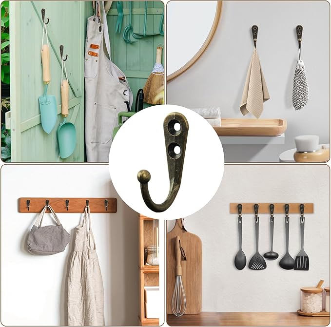 POZEAN 40 Pack Wall Hooks for Hanging, Heavy Duty Small Coat Hooks Wall Mounted for Living Room, Bathroom, Kitchen, Bedroom for Key, Cup, Bag, Hat, Scarf, and More (Bronze)