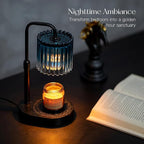 Candle Warmer Lamp with Timer: Navy Blue Candle Warming Lamp with 2 Bulbs Height Adjustable Wax Melt Dimmable Bedroom Decor Christmas Gift for Women