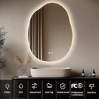 LED Bathroom Mirror with Lights 24x32, Stepless Dimmable Irregular Backlit Mirror with 3 Colors, Anti-Fog, Memory, Al-Alloy Lampshade, Frameless Smart Mirror for Bathroom (Horizontal/Vertical)
