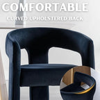 Modern Barrel Dining Chairs Set of 4, Velvet Upholstered Accent Side Chair with Arms Comfy Makeup Vanity Chairs, Dining Living Room Kitchen Chairs, Black