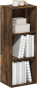 Furinno LUDER Book Shelf, 3-Cube Bookshelf, Bookcase, 9.3" x 12" x 31.5", for Living Room, Bedroom, Home Office, Amber Pine