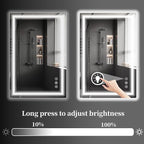 Koonmi 30x40 LED Bathroom Mirror, Backlit + Front Lit, LED Bathroom Mirror with Lights for Wall, 3 Colors, Anti-Fog, Dimmable Brightness, Memory Function, Tempered Glass