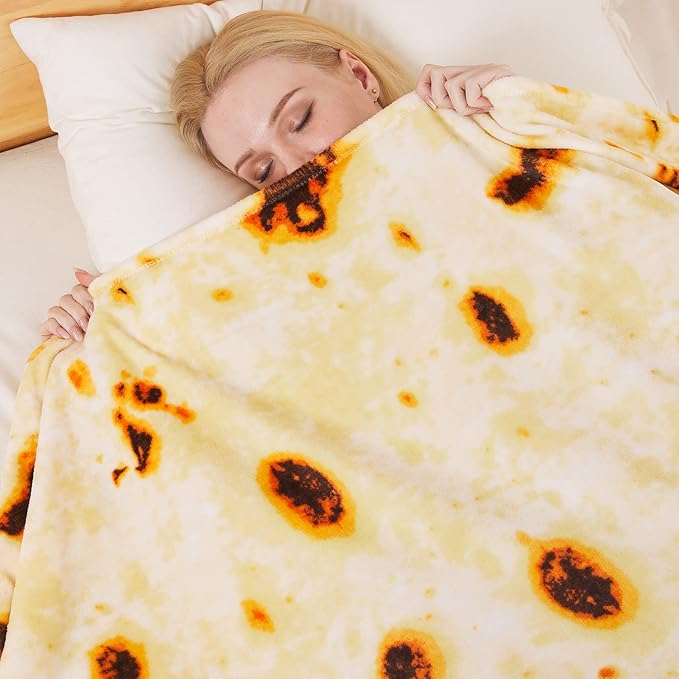 Burritos Tortilla Blanket King Size for All Season - Premium Lightweight Anti-Static Super Soft Cozy Plush Tortilla Throw, Lightweight Microfiber Winter Warm Taco Blanket 90" x 108"(Burritos King)