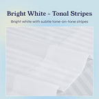 California Design Den Striped King Size Sheets Set - Soft 400 Thread Count Sateen, Natural 100% Cotton Sheets with Deep Pockets, Cooling and Durable Bedding Set - Striped White