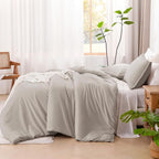 Litanika Oversized King Comforter 120x98, 3 Pieces Linen Lightweight Solid Bedding Comforter Set, All Season Fluffy Bed Set (1 Comforter & 2 Pillowcases)