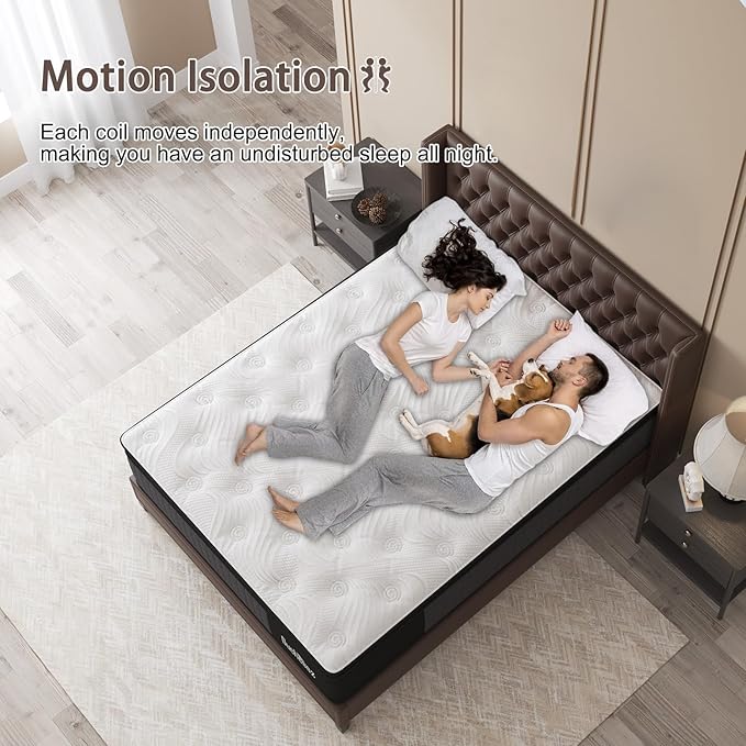 Full Mattress, 10 Inch Hybrid Mattresses Eurotop with Gel Memory Foam,Motion Isolation Individually Wrapped Pocket Coils Breathable Comfort Soft Pressure Relief
