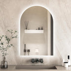 Niccy Arched LED Bathroom Mirror, 40x24 Inch Arch Frameless Backlit Mirrors for Wall Arched Lighted Vanity Mirrors Defogger and 3 Color, Explosion-Proof, HD Glass and IP65 Waterproof