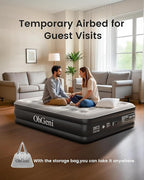 OhGeni Queen Air Mattress with Built in Pump, Inflatable Mattress Blow Up Bed 18 Raised Comfort,Upgraded Surface Portable Mattress, Air Bed for Camping, Home and Guest, Colchone Inflable, 650 lbs Max