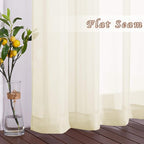 NICETOWN Sheer Curtain Panels 96 inch Cream Beige - Window Treatments Voile Panels with Eyelet Top for Living Room (One Pair, W54 x L96)