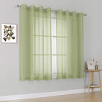 KEQIAOSUOCAI Sage Green Sheer Curtains - Grommet Light Filtering Window Treatment Voile Curtain Panels for Living Room (54 Wide 72 Long Per Panel,2 Panels)
