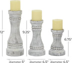 Deco 79 Wood Solid Candle Holder, Set of 3 12", 9", 7"H, Gray