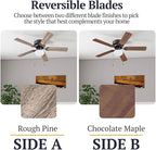 Prominence Home Alvina Traditional 44 Inch Ceiling Fan with Light, LED Flush Mount Ceiling Fan, Indoor Fan with 5 Blades, Gray Pine and Maple Brown Blade Finish Options, Bronze (51584-01)