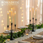 Romadedi Candelabra Black Candle Holders: 3 Arm Halloween Candlestick Holder11.8 Gothic Home Decor for Party Table Centrepiece Mantel Christmas, Set of 6