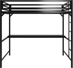 DHP Miles Metal Full Loft Bed with Desk, Black
