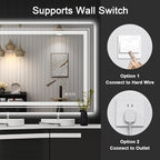 28x60 LED Bathroom Mirror with Front and Backlight, Dimmable Lighted Bathroom Vanity Mirror with Anti-Fog, Memory Function,Tempered Glass(Horizontal/Vertical)