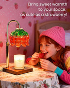 Strawberry Candle Warmer Lamp with Timer Dimmer, Adjustable Height Gifts for Women Mom Birthday Christmas House Warming Gifts New Home Bedroom Decor, Cute Candle Warmer Light for Jar Candles