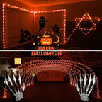 JMEXSUSS 2 Pack Orange Rope Lights Battery Operated Halloween Lights Outdoor Waterproof, Each 33 ft 100 LED Battery String Lights with Remote, Orange Light for Balcony Garden Halloween Decor
