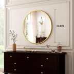 HARRITPURE 24 Inch Round Mirror, Gold Circle Bathroom Mirror, Modern Aluminum Alloy Frame Wall Mounted Vanity Mirror for Living Room, Bedroom, Entryway