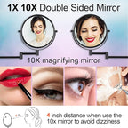 Wall Mounted Magnifying Makeup Mirror with 1X 10X Magnification and Extendable Arm, 8 Inch Double Sided Vanity Mirror for Bathroom, Wall Mirror for Teen Girls, Women, Matte Black