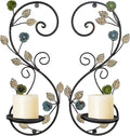 Wall Sconces Candle Holder Set of 2, Antique Multi-Color Leaf Branch Wall Mount Hanging Metal Wall Candle Holder Candle Sconce for Living Room Dining Room…