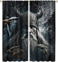 Fantasy Norse Viking Curtains for Bedroom - Cool Gothic Vintage Vikings Mystical Symbol Eagle Window Drapes,Energy Saving Thermal Insulated Rod Pocket Bedroom Blackout Curtains 2 Panels 63L x 27.5W