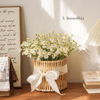 Small White Daisy Flowers Artificial,2 Bouquet/12Pcs 10 Inch Fake Daisies,Spring Wild Flower for Party Decor (Vase Not Inclouded)