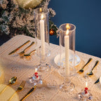 Hurricane Candle Holder Glass Taper Hurricane Clear Tall Candlestick Candles Holders Table Centerpiece Wedding Party Dining Event Home Decor (2)
