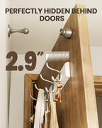 AMADA HOMEFURNISHING Coat Rack Wall Mount 2 Pack, Wall Hooks for Coats, Hats - White