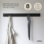 Umbra Flip 8 Hook Wall Mounted Coat Rack, Black