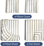Twin XL 4 Piece Sheet Set - Comfy Breathable & Cooling - Soft Hotel Luxury Bedding Set w/ 8-16 Inch Deep Pockets - 1 Flat & 1 Fitted Sheet & 2 Pillowcases - Wrinkle Free & Easy Care - Beige Stripes 2