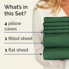 Full 6 Piece Sheet Set - Comfy Breathable & Cooling - Ultra Soft Hotel Luxury Bedding Set w/ 8-16 Inch Deep Pockets - 1 Flat & 1 Fitted Sheet & 4 Pillowcases - Cozy, Wrinkle Free & Easy Care - Emerald