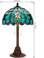 Tiffany Stained Glass Table Lamp 12X12X21Inch Resin Base Desk Bedroom Living Room Reading Light (Brown Jewelry Baroque)