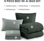 Monbix Twin XL Comforter Set Deep Forest, Cationic Dyeing Bedding Set Reversible 5 Pieces, All Season Bed in a Bag with Comforter, Sheets, Pillowcase & Sham