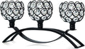 Crystal Tealight Candle Holder Centerpiece Home Decorative Candlestick Holder Elegant Table Centerpiece Home Decor Wedding Party Anniversary (Black, 3 Arm)