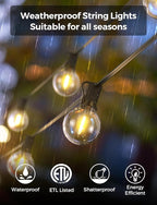 XMCOSY+ Smart Outdoor String Lights, 75Ft G40 Globe Patio Lights with 34 Dimmable LED Bulbs, WiFi & APP Control, Work with Alexa, Extendable Waterproof LED String Lights for Outside, Porch, Backyard