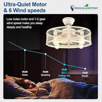 DLLT Caged Ceiling Fan with Lights: 20" Farmhouse Fandelier with Light and Remote - Cement Industrial Chandelier Fan Light for Bedroom Living Dining Room Kitchen