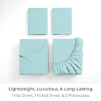 Mellanni California King Sheets Set - 4 PC Iconic Collection Bedding - Hotel Luxury, Extra Soft, Cooling Bed Sheets - Wrinkle, Fade, Stain Resistant (Cal King, Aqua)