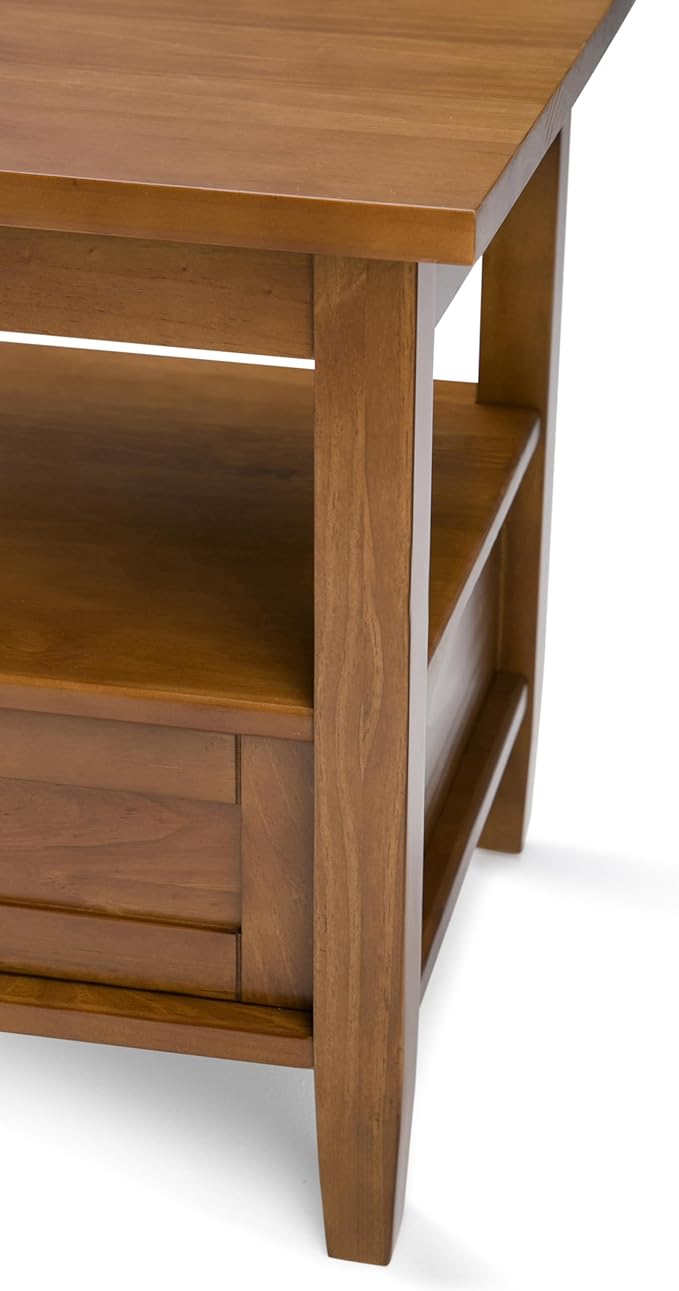 SIMPLIHOME Warm Shaker Solid Wood 20 inch Wide Rectangle Transitional End Side Table in Light Golden Brown for The Living Room and Bedroom
