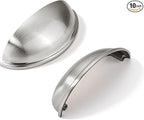khtumeware 10 Pack 3-3/4" Drawer Pulls Brushed Satin Nickel Cabinet Cup Pulls Kitchen Hardware Cabinet Handles Drawer Handles Knobs 3-3/4 inch Hole Center