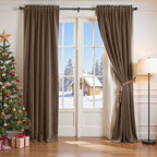 Lazzzy Velvet Blackout Curtains Thermal Insulated Room Window Drapes Super Soft Luxury Curtains for Living Room Bedroom Rod Pocket 2 Panels, Truffle, 52" W x 120" L