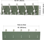 SKOLOO Creations Forest Green Solid Wood Wall Mounted Coat Rack, 5 Hooks, 17" Long - Kitchen, Mudroom, Entryway, Bathroom - Includes Mounting Hardware, Wall Coat Hanger, Towel Rack, Pack of 2
