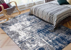 Keen Home Design Area Rugs - 6x9 Non-Shedding, Abstract Rugs for Kitchen, Living Room, Bedroom, Dining Room, Entryway - Size: 5'11" x 9'2", Navy/Grey/White