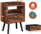 Yoobure Night Stand with Fabric Drawer, Modern Nightstand, Bedside Tables, Mid Century Nightstands with Open Storage Shelf, Wood Bedside Table, Small Night Stands for Bedrooms, 2-Tier Night Table