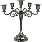 Metal Candelabra 5-Candle 10.1 Inch Tall Candle Holder Stick for Home Wedding Event and Party Festival,Black