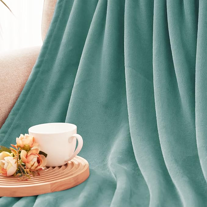 Exclusivo Mezcla Extra Large Fleece Throw Blanket for Couch, Sofa, 300GSM Super Soft and Warm Blankets, Celadon Throw All Season Use, Cozy, Plush, Lightweight, 50x70 Inches